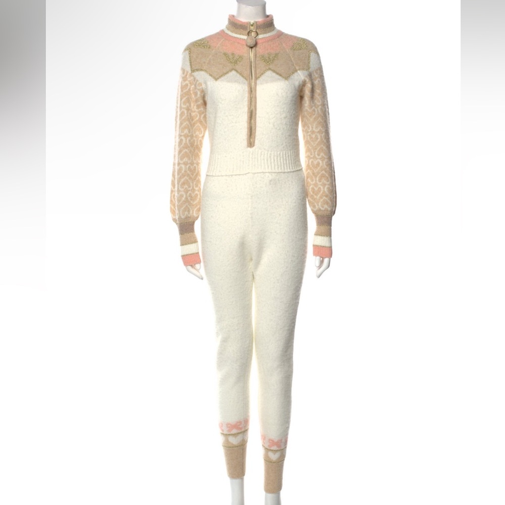 LoveShackFancy Ivory Turtleneck Jumpsuit - Size Small
